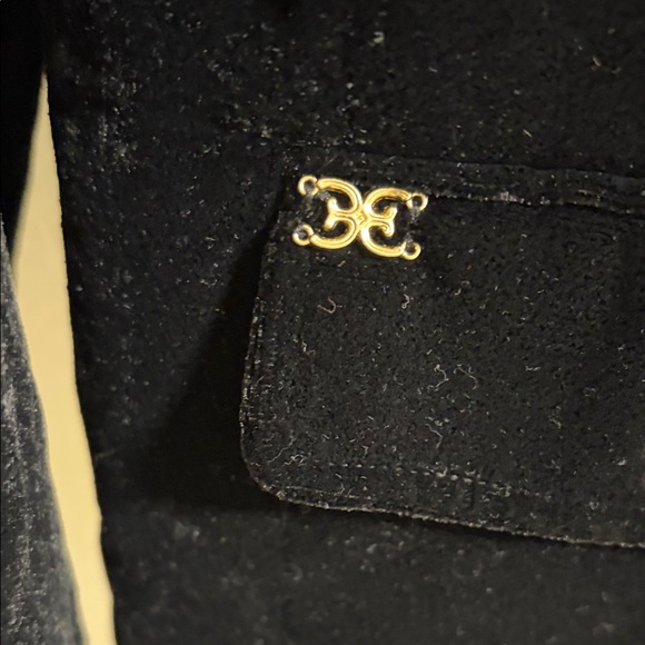 Sam Edelman Black Velvet Double-Breasted Blazer with Gold Buttons - Picture 3 of 11